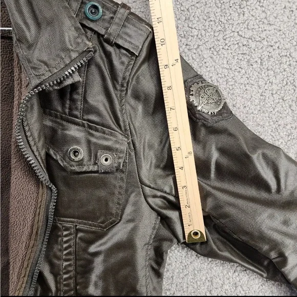 Premium Lounge Heavy Lined Jacket Coat Brown Pockets Hood Zip Men Large